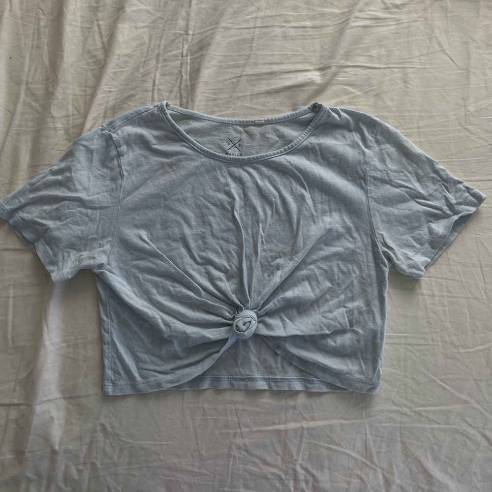 Pacsun Basics Light Blue Knotted Women's Top